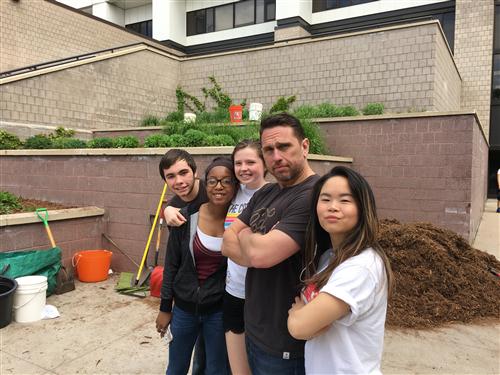 Environmental Science teacher Mr Modelli and his students helped get the tiered beds ready for summer 