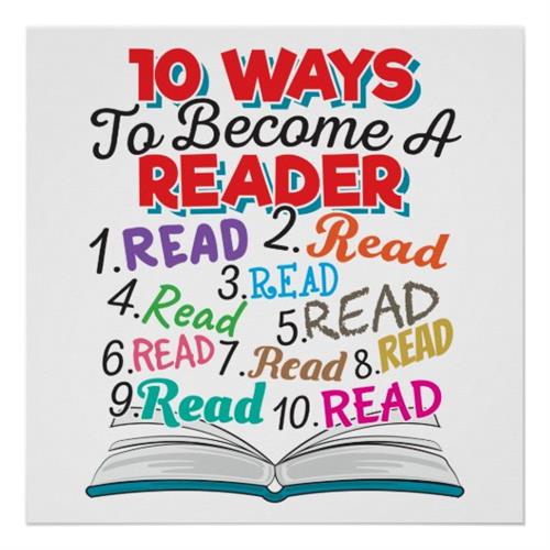 10 Ways to Become a Reader Poster 