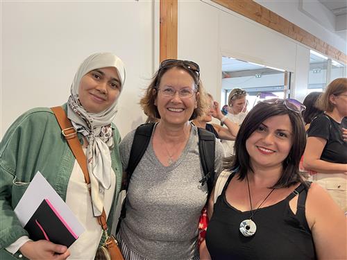 Ms. Teefy is pictured above here in the center with two French teacher colleagues from Algeria and Azerbaijan at an internati