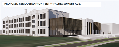 Proposed remodeled front entry facing Summit Avenue