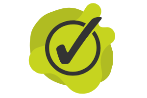 grey checkmark on lime green background