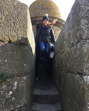 Kaitlin Scott at ruins in Saint-Malo, France.