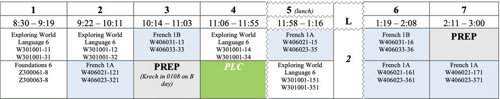Madame Teefy's Schedule