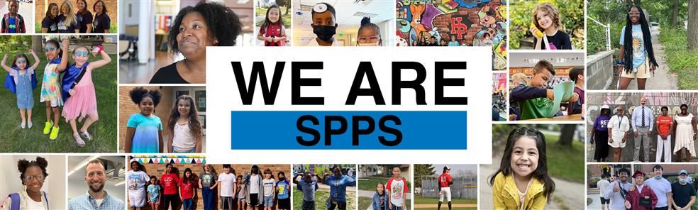 Photo collage of spps students and staff with text overlay that says "we are spps"