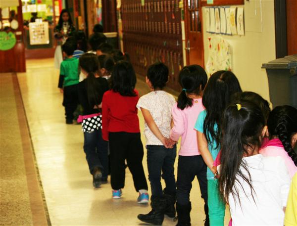 students in the hall