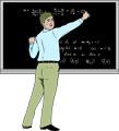 teacher at blackboard 