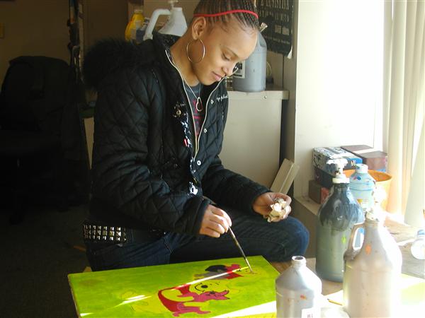 image of a student painting