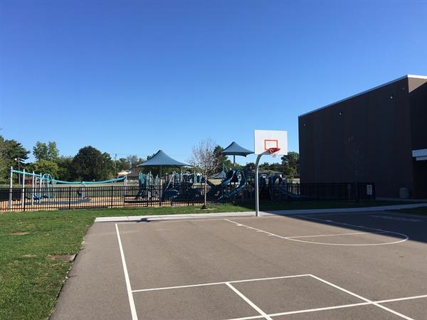 Playground with basketball court