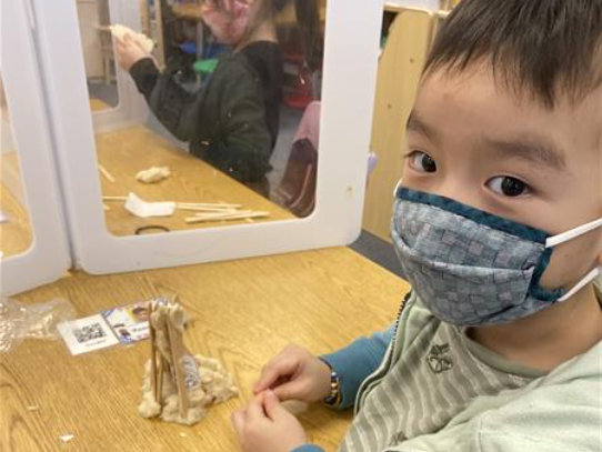 Pre-K students engineered a small home.